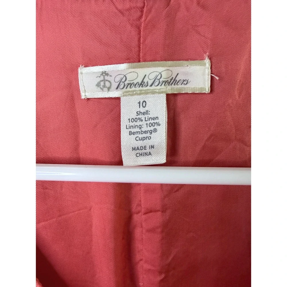 Brooks Brothers Womens 100% Linen Sheath Dress Coral Pink Sleeveless Size 10 - Picture 5 of 9